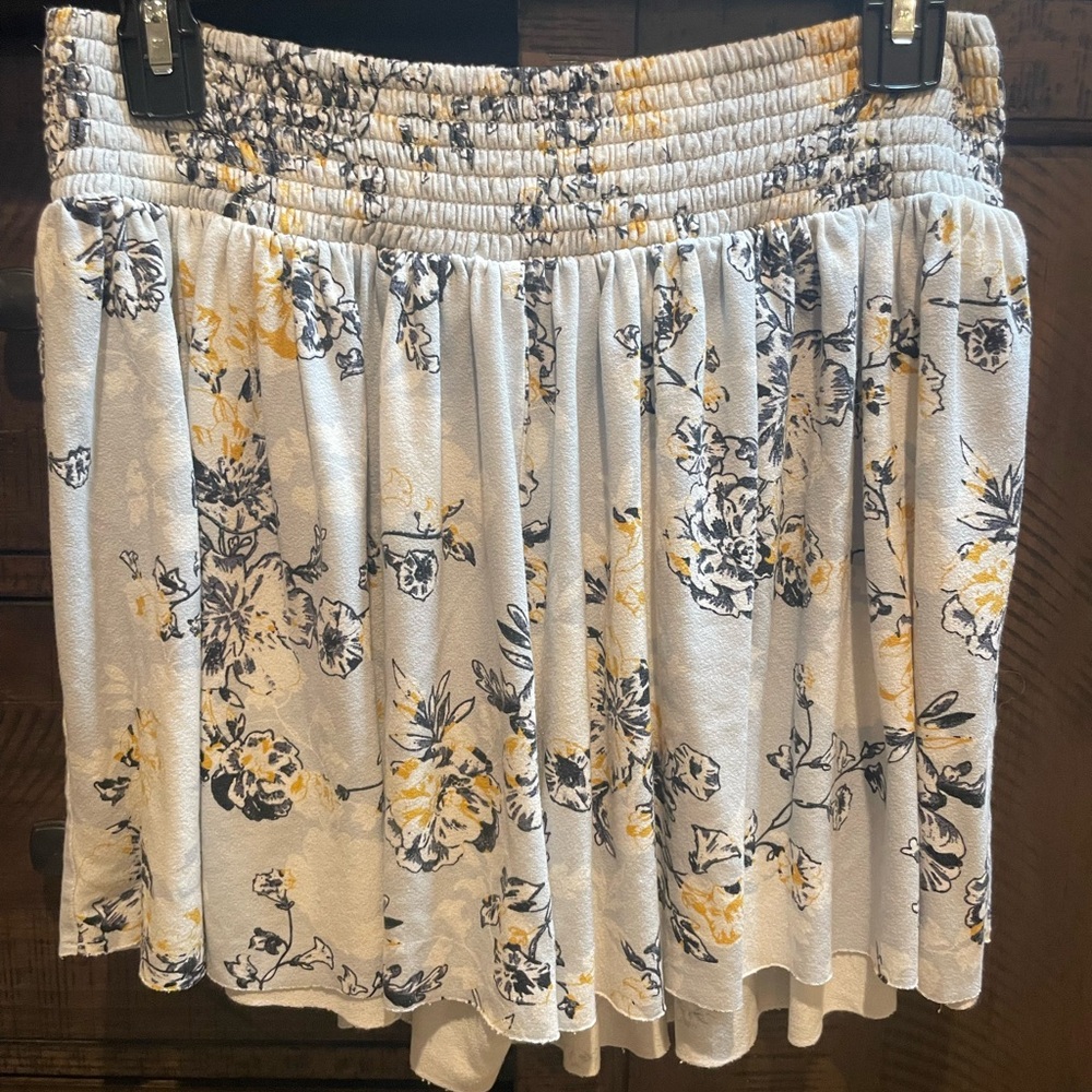 BP Floral Skater Skortin Yellow and Blue Floral Print